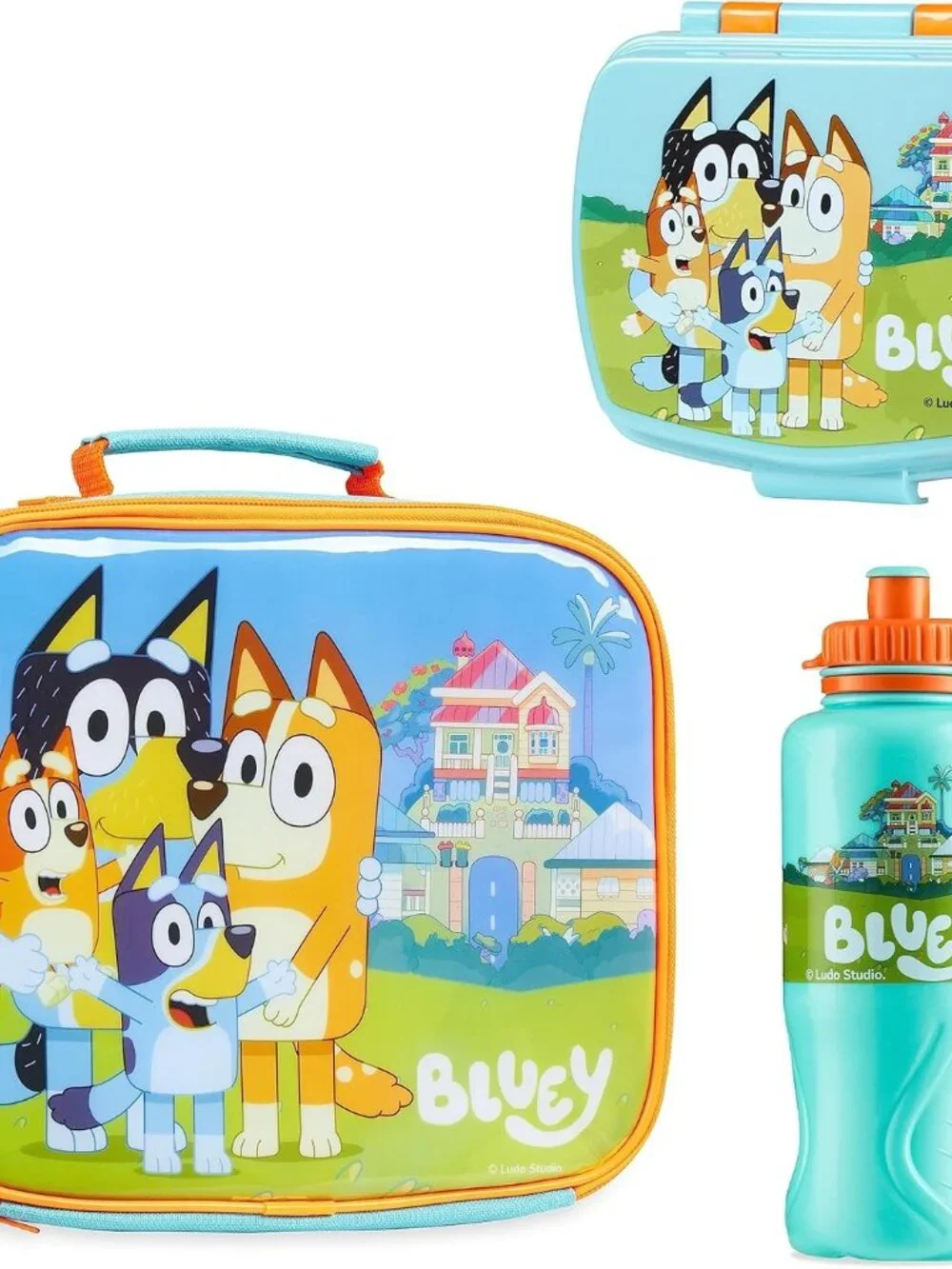 Bluey 3 Piece Kids Lunch Set Insulated Lunch Bag Snack Box BPA Free 430ml